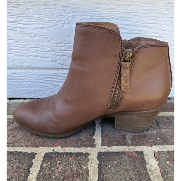 Frye Boots Judith Womens 8.5M Side Zip Ankle Bootie 3471733-WHE Brown Heels - Picture 5 of 8